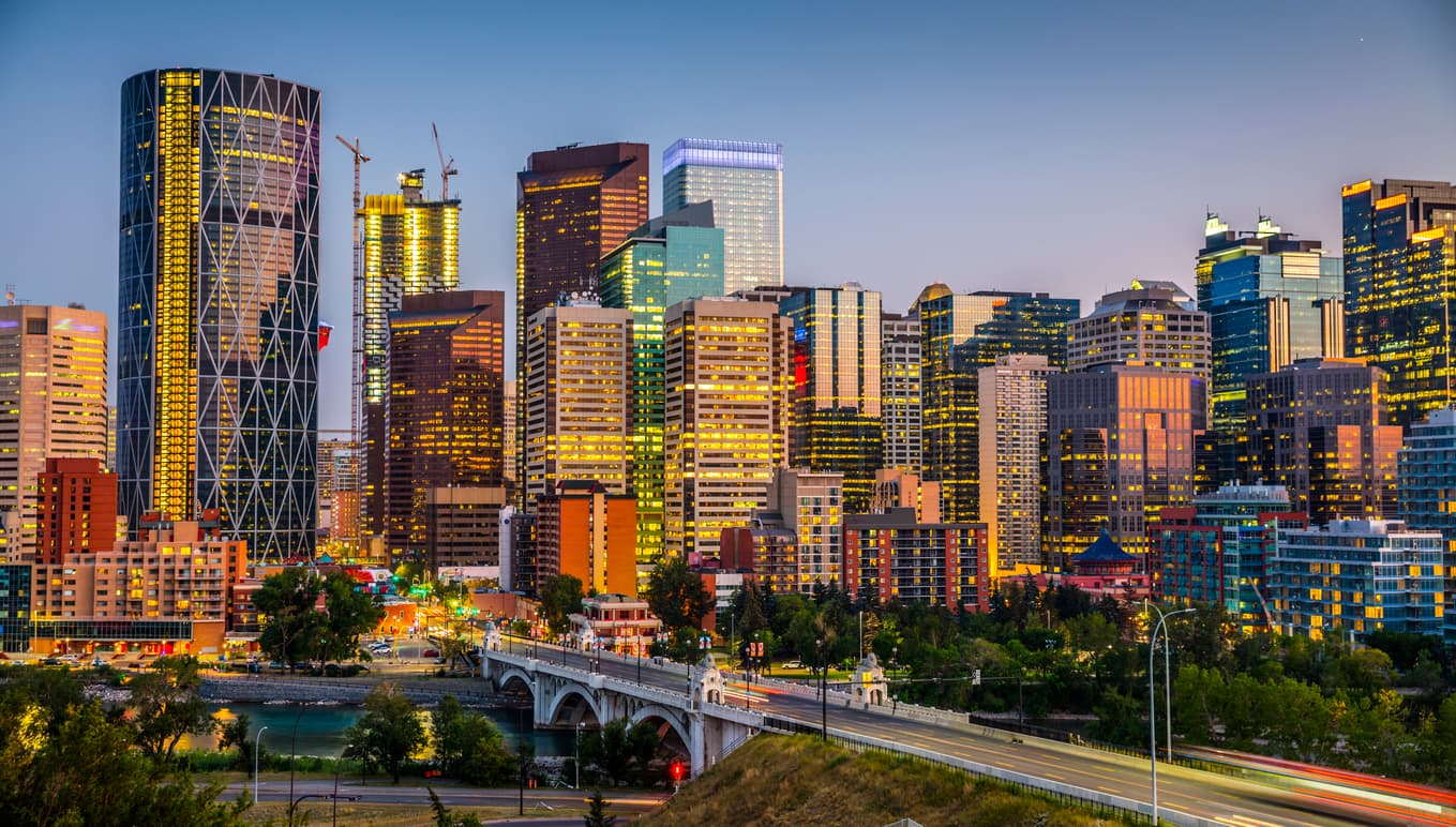 Calgary skyline at dusk