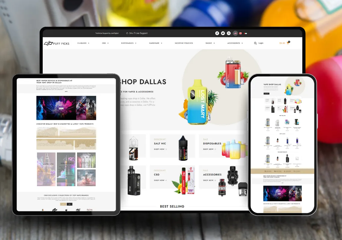 Puff Picks online store on desktop, tablet and phone